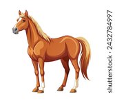 Flaxen Chestnut Horse Illustration on White Background