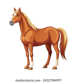 Flaxen Chestnut Horse Illustration on White Background