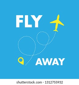 Flay away logo with plane. Vector illustration design. t-shirt fashion