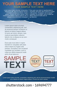Flayer, brochure or cover template with torn paper