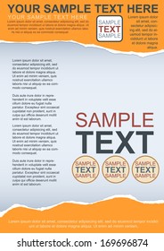 Flayer, brochure or cover template with torn paper