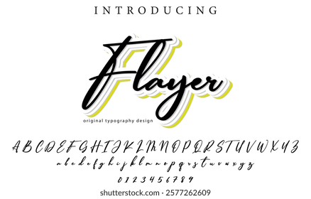 Flayer Font Stylish brush painted an uppercase vector letters, alphabet, typeface