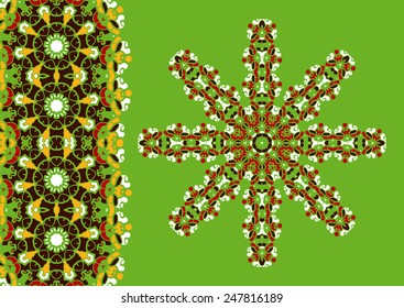 Flayer template. A lot of copyspace. Mandala in tribal indian style.