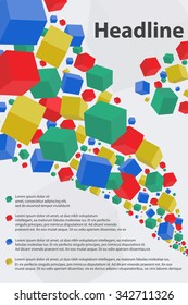flayer template with geometric cubes pattern. Vector illustration