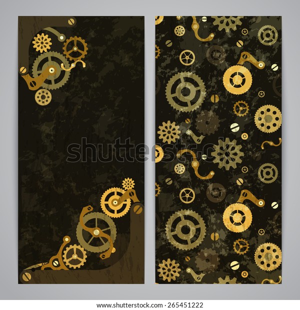 Flayer Templates Bronze Steampunk Decor Stock Vector Royalty Free