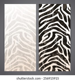 Flayers with grunge zebra texture background