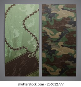 Flayers with military decor - personal id tag and camouflage pattern