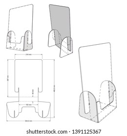 Flayers Stand with Die Cut Template. The .eps file is full scale and fully functional. Prepared for real cardboard production.