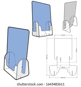 Flayers Stand with Die Cut Template. The .eps file is full scale and fully functional. Prepared for real cardboard production.