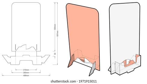 Flayers Stand with Die Cut Template. The .eps file is full scale and fully functional. Prepared for real cardboard production.