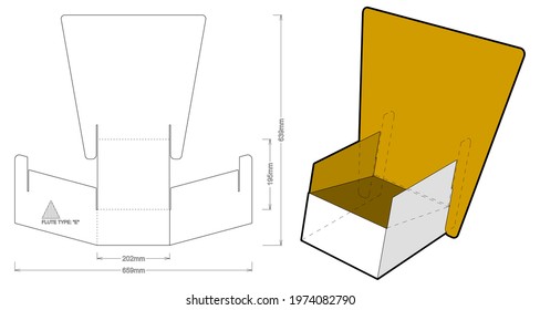 Flayers Stand with Die Cut Template. The .eps file is full scale and fully functional. Prepared for real cardboard production.