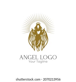 Flaying angel logo design vector. flaying angel logo