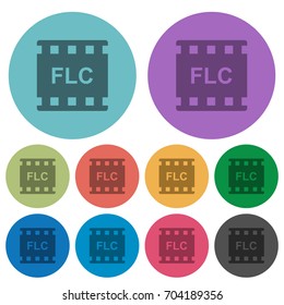 FLC movie format darker flat icons on color round background