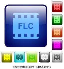 FLC movie format icons in rounded square color glossy button set