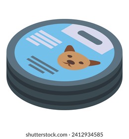 Flea collar box icon isometric vector. Kitten pet. Tail ears