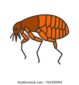 Flea color icon. Pets parasite. Isolated vector illustration