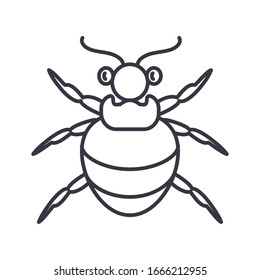 icono de pulgar insecto sobre fondo blanco, estilo de detalle de línea, ilustración vectorial
