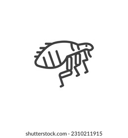 Icono de línea de insecto de pulgas. signo de estilo lineal para concepto móvil y diseño web. Icono vector de contorno de plaga de pulgas. Símbolo, ilustración del logotipo. Gráficos vectoriales