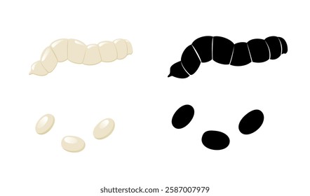 Flea Larvae and Eggs in Color and Black and White Variations
