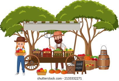 Flea market concept with fruit store illustration