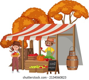 Flea market concept with fruit store illustration