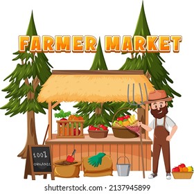 Flea market concept with fruit store illustration