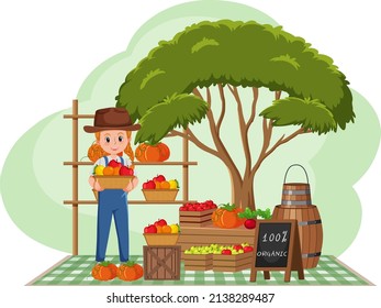 Flea market concept with fruit store illustration