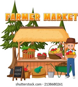 Flea market concept with fruit store illustration