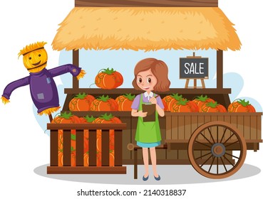 Flea market concept with fruit store illustration