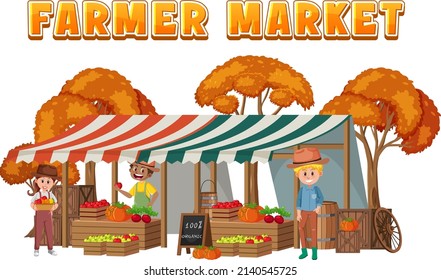 Flea market concept with fruit store illustration