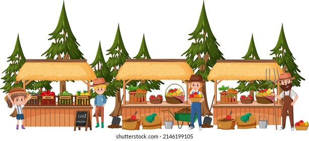 Flea market concept with fruit store illustration