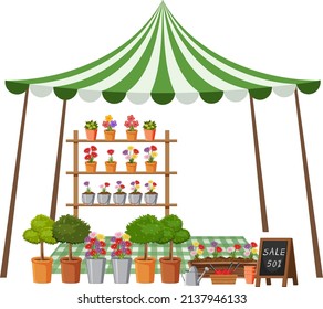 Flea market concept with plant shop illustration