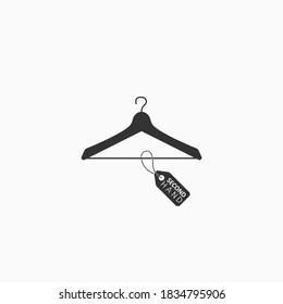 Flea market flat icon. Second hand concept. Hanger icon with tag. Vector