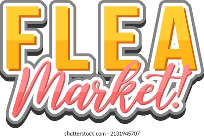 Ilustración del diseño de la tipografía del mercado de pulgas