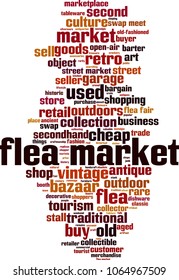 Flea market word cloud concept. Vector illustration