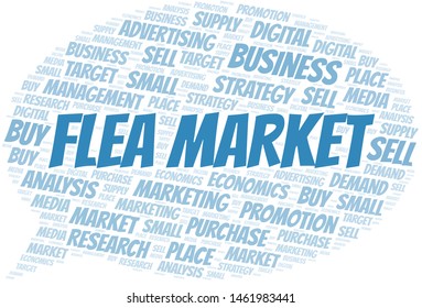 Flea Market word cloud. Vector made with text only