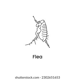 Flea outline icon. Dangerous insect with deadly venom. Vector illustration in trendy style. Editable graphic resources for many purposes.
