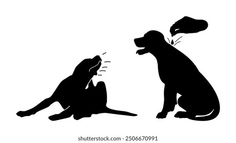 flea remedy for dogs, black isolated silhouette