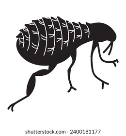 Flea silhouette. Parasite icon. Vector illustration isolated on white background.