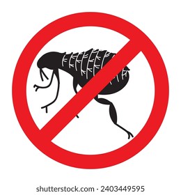 Flea silhouette. Parasite icon. Vector illustration isolated on white background.