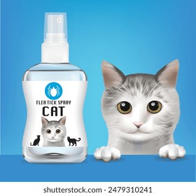 Flea and tick spray bottle for cats