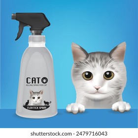 Flea and tick spray bottle for cats