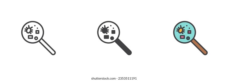Flea Behandlung verschiedene Stil Symbol Set. Linie, Glyph und gefüllte Umrissversion, Umriss und ausgefülltes Vektorzeichen. Symbol, Logo-Abbildung. Vektorgrafik
