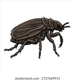 Pulga con el Vector blanco de la ilustración del fondo