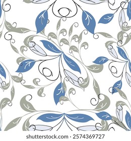 Fleaf and flowers textile seamless high resulation pattern
