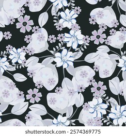 Fleaf and flowers textile seamless high resulation pattern