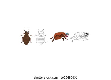 Fleas Animal Cartoon Vector Illustration Bundle