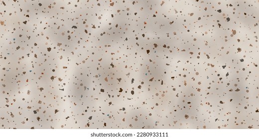 Flecked brown and grey marble countertop seamless pattern with mottled texture. Wall or floor tile noise surface. Brown and white abstract background. Dotted stone material