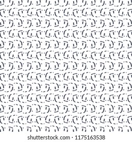 Flecked pattern consisting  of dots, dashes or curved lines fragments on white background. Textile print. Vector illustration. 