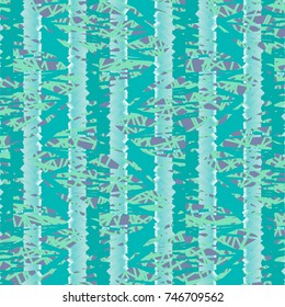 Flecked pattern with vertical strips in shades of blue and green. Textile print. Abstract vector.